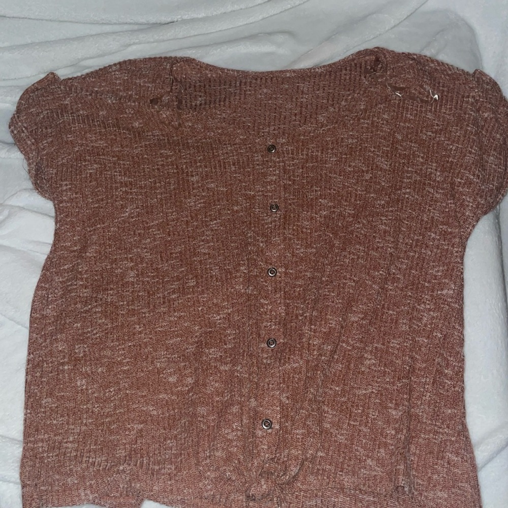 Pink front knot, knit, t shirt